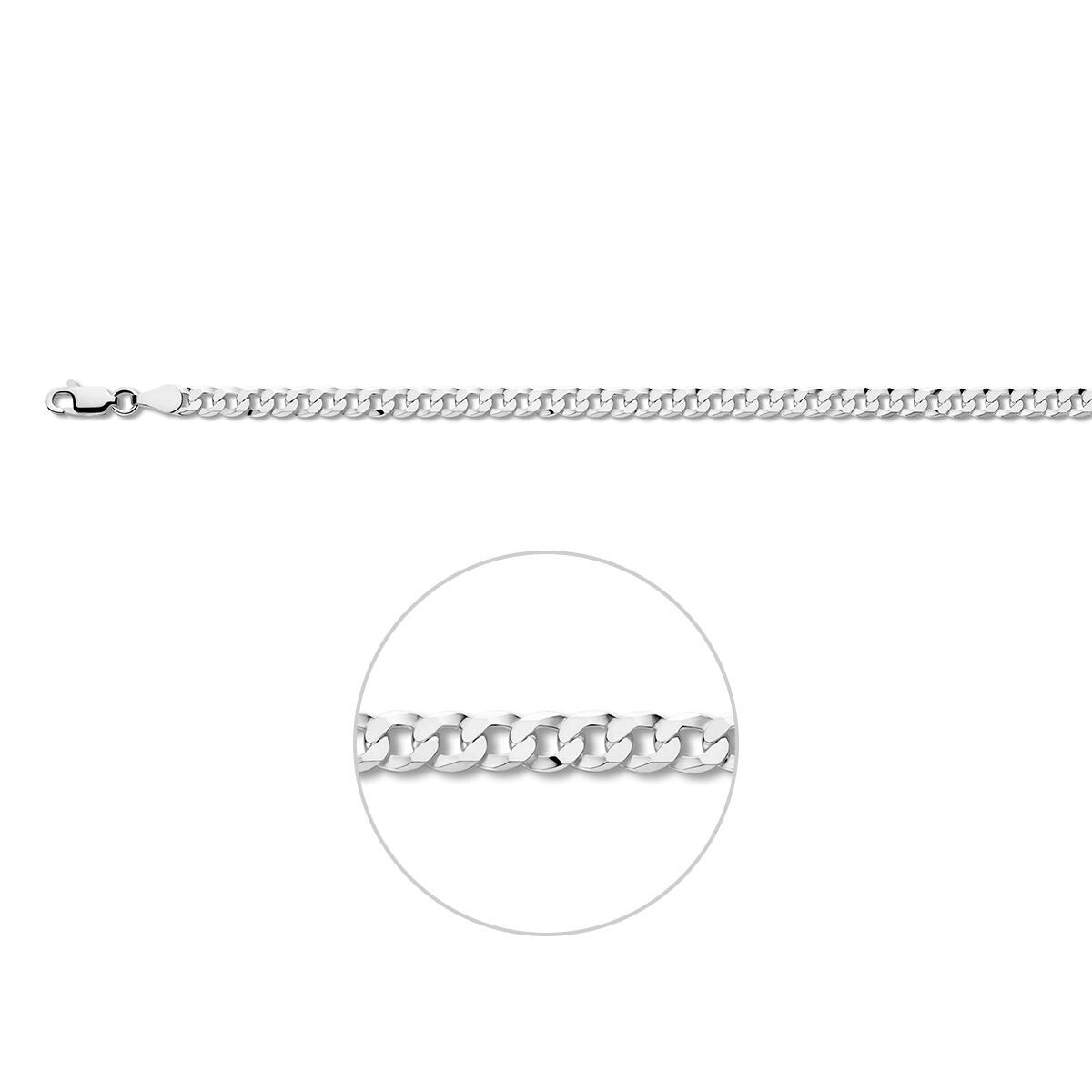 Gerhodineerte 925 Silber Gourmet-Armband mit 4,3 mm breiten Gliedern und Karabinerverschluss