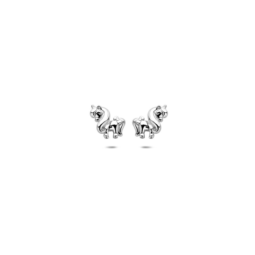 Kinder oorbellen zilver – eenhoorn oorknopjes 5,5 x 6,5 mm