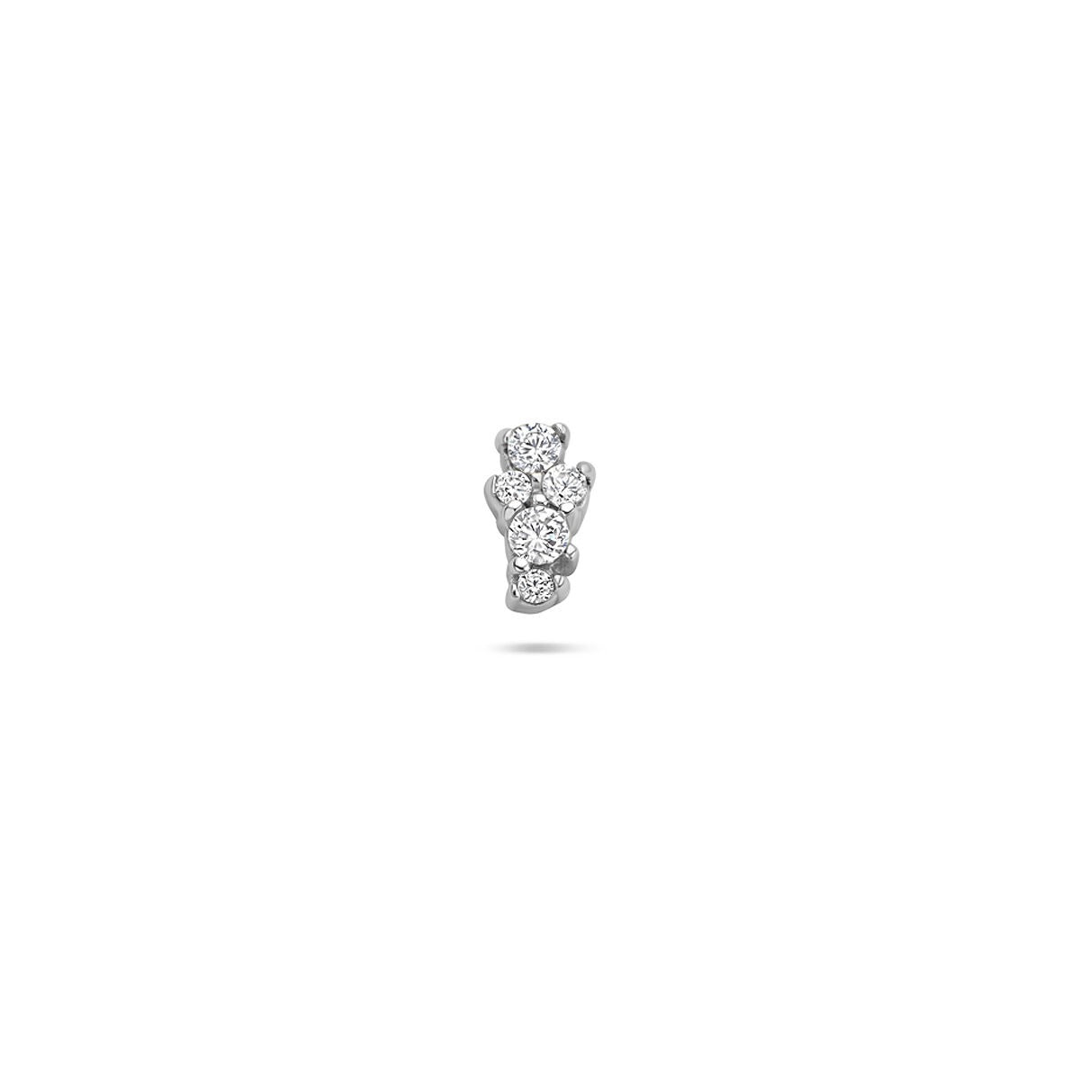 Gerhodineerde silberne Flat Back Piercing mit Zirkonia in Chatonfassung