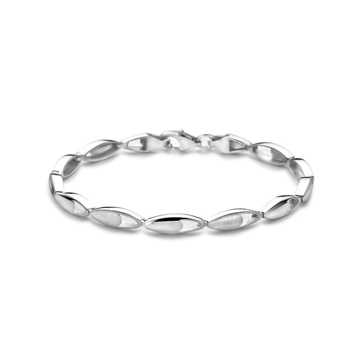 Armband aus rhodiniertem 925 Silber mit ovalen Gliedern, 4,5 mm breit und 19 cm lang