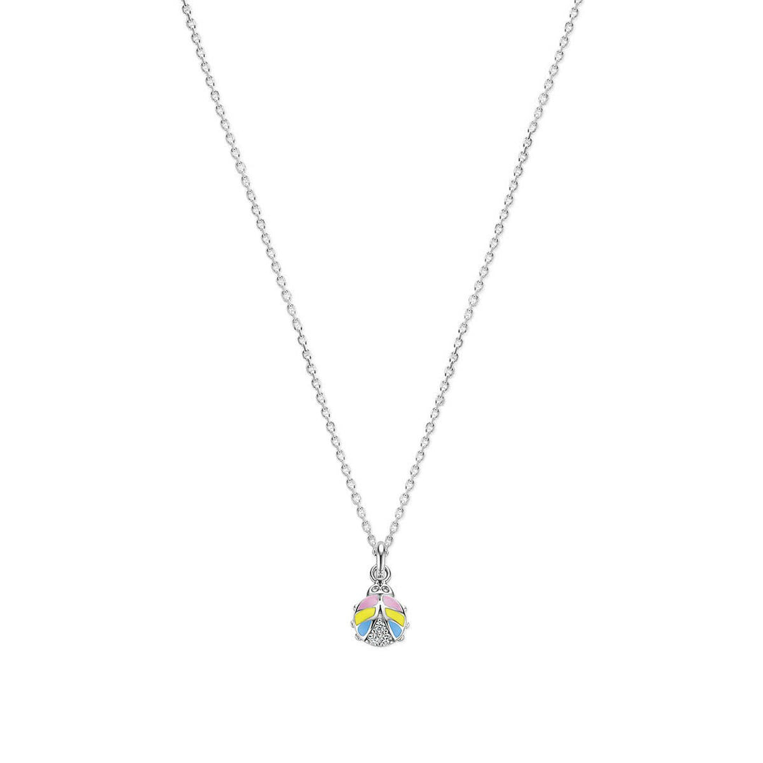 Zilveren kinderketting met lieveheersbeestje, emaille en zirkonia