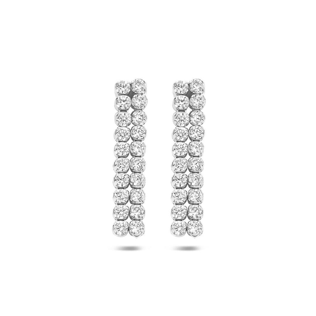 Gerhodineerd 925 zilveren oorhangers met zirkonia 24 x 5 mm
