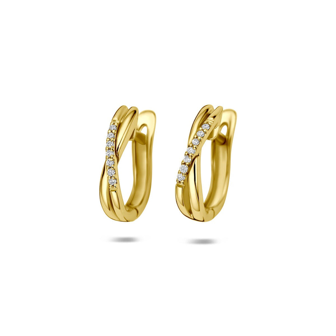 14k Geelgouden klapoorringen met lab grown diamant