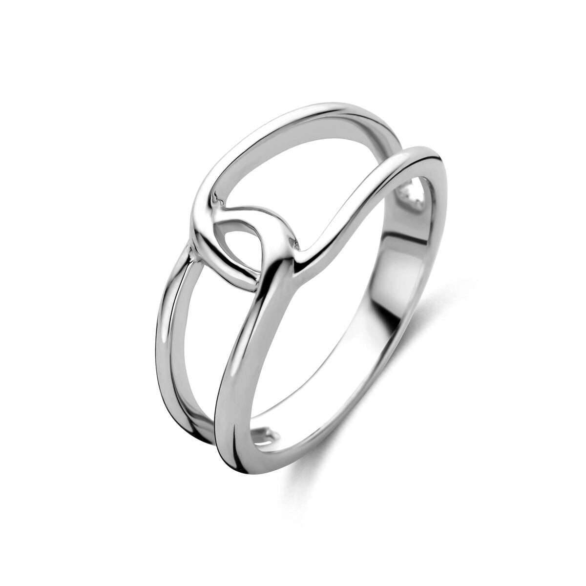 Gerhodinierter Silberring mit 9 mm breitem Band und geschwungenem Design