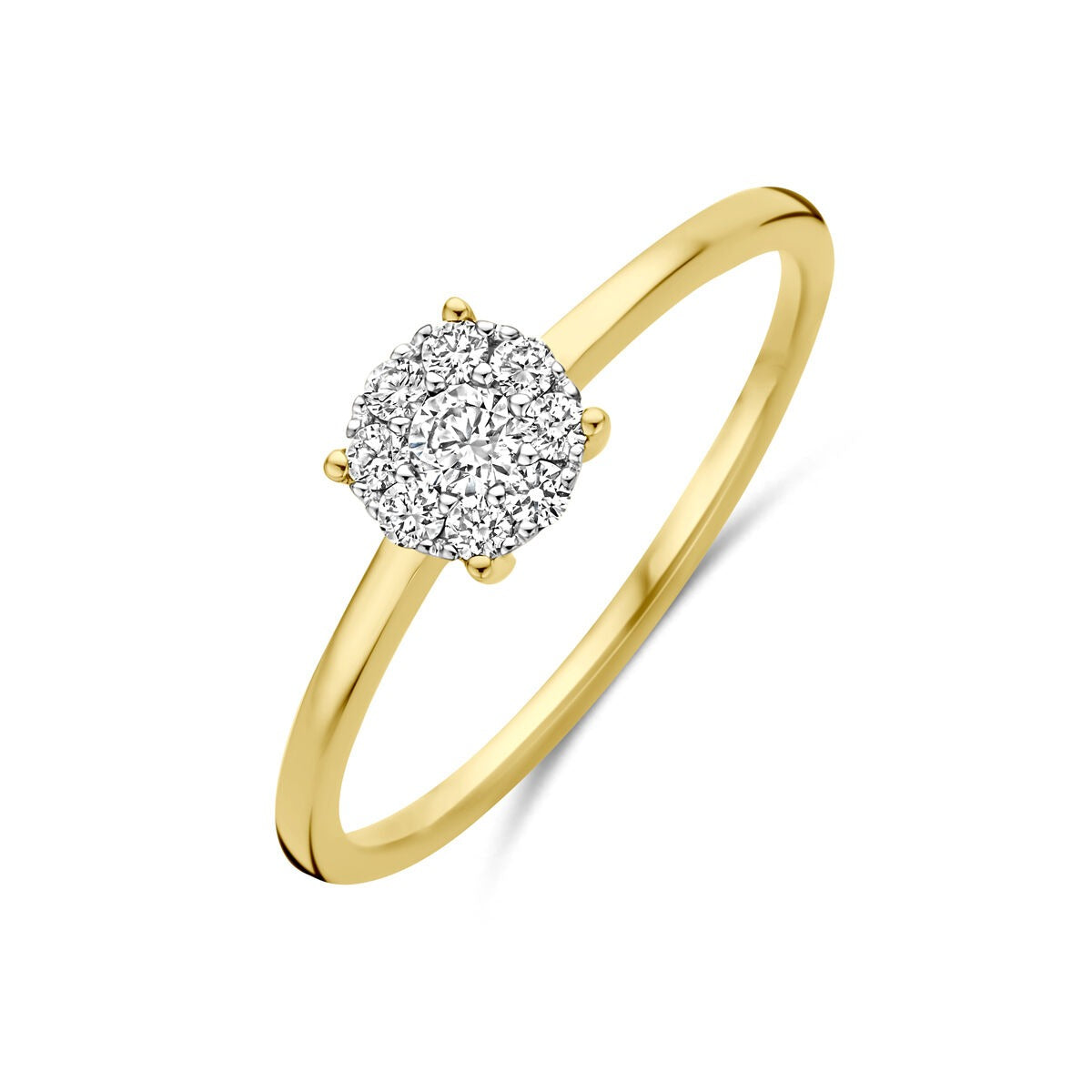 Bicolor Ring aus 14k Gold mit rundem Diamanten von 0,19 ct in der Mitte