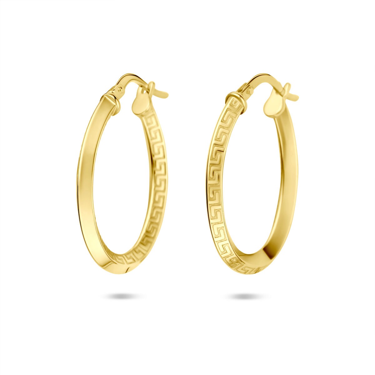 Goldene Ohringe für Damen – 14k Silgold mit silbernem Kern, 2,5 mm, mit graviertem Muster