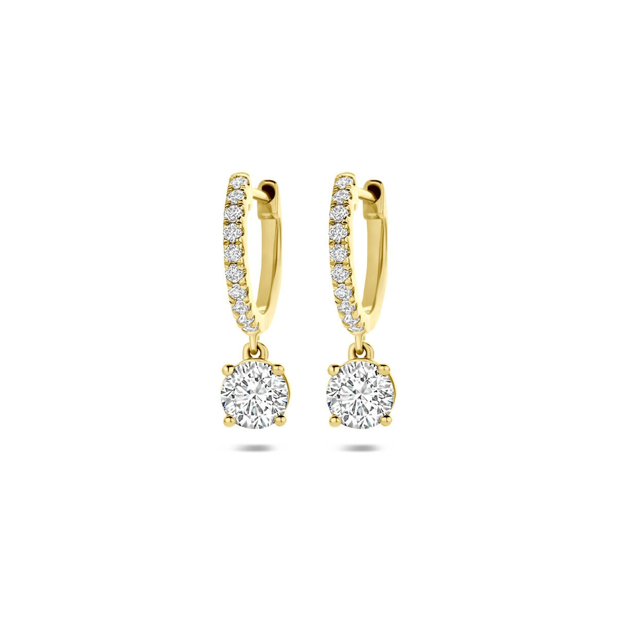 14k goldene Ohrringe mit 2,48 ct lab-grown Diamanten und kleinen, funkelnden Steinen