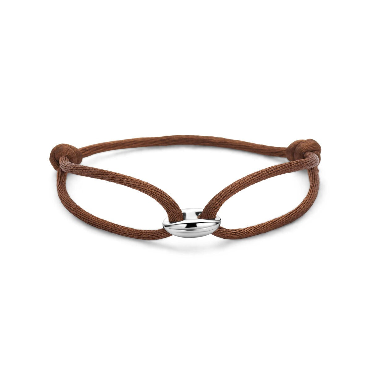 Braune Satinarmband mit silberner Kaffeebohne