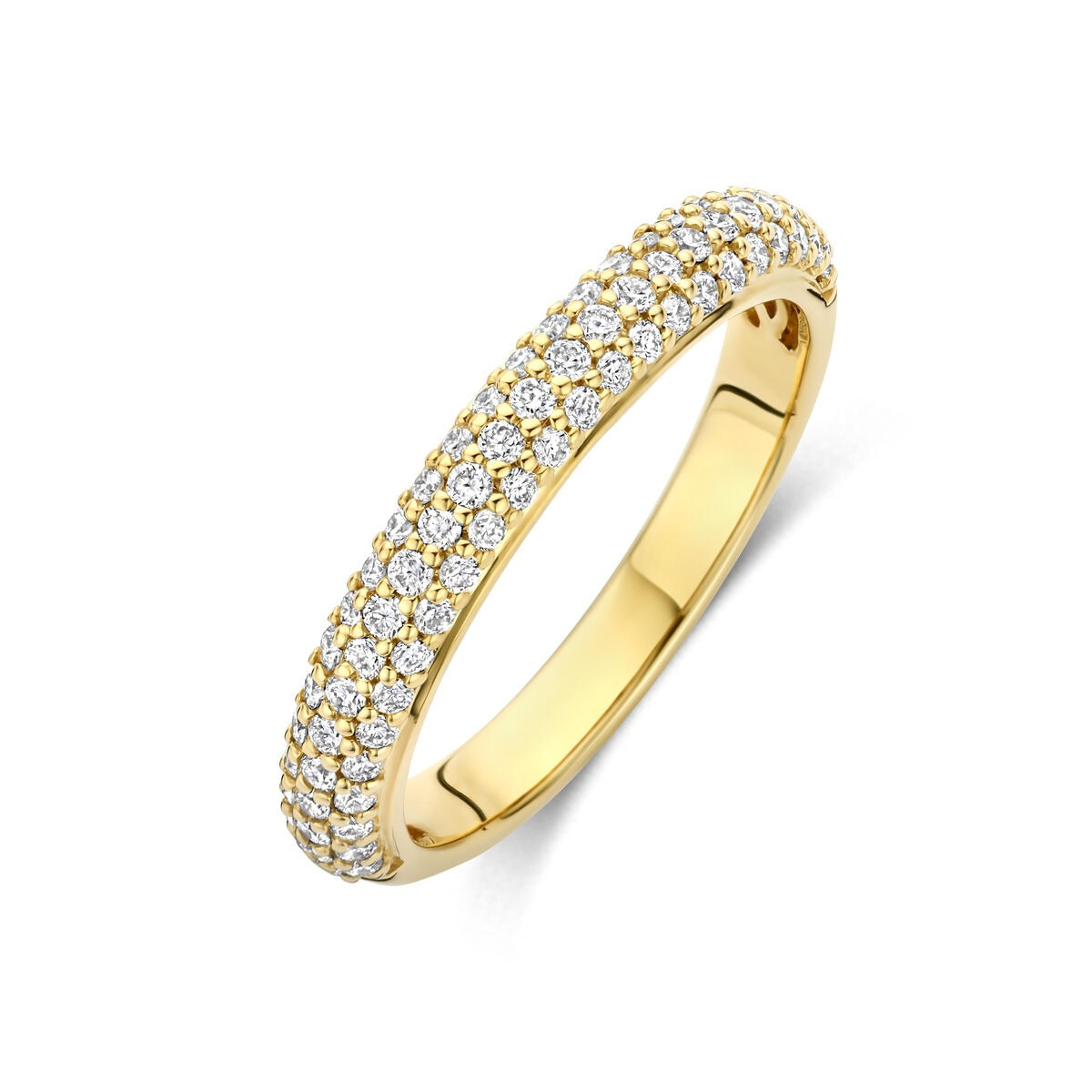 Ring aus 14k Gelbgold mit 0,48 ct lab-grown Diamanten, vollständig mit kleinen Steinen besetzt