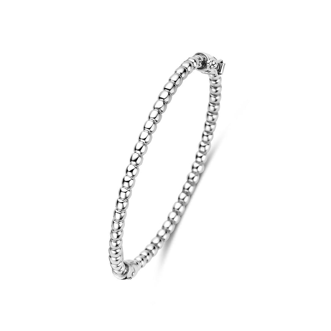 Gerhodineerde 925 zilveren bangle met bolletjes
