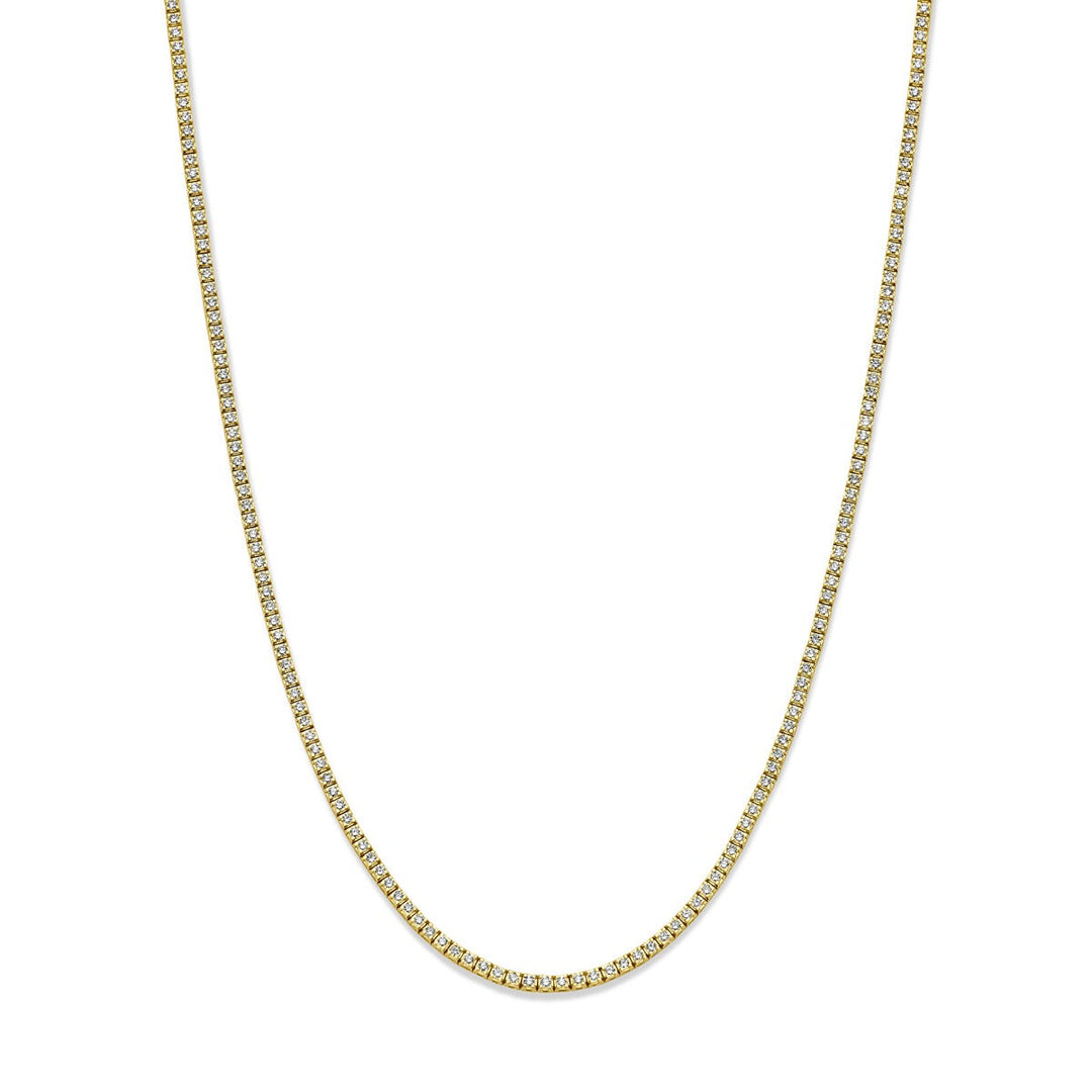 Tennis-Halskette, Lab-grown-Diamant, 5,00 ct g, Si 2,5 mm, 42 cm, 14 K Gelbgold
