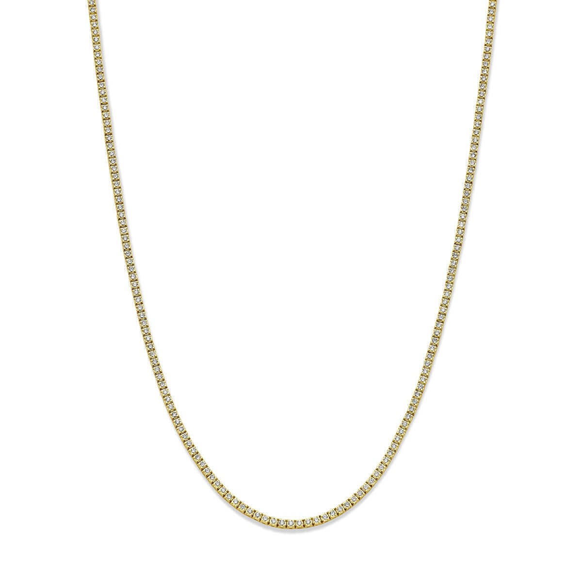 14k Gelbgold Tennis-Collier mit 5,00 ct lab-grown Diamanten, feine Gliederkette