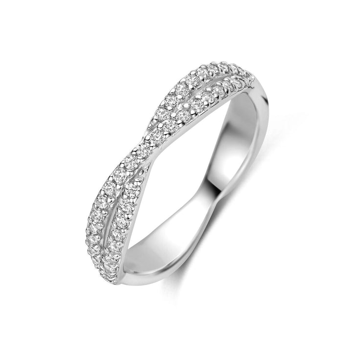 Gerhodineerd 925 zilveren ring met zirkonia