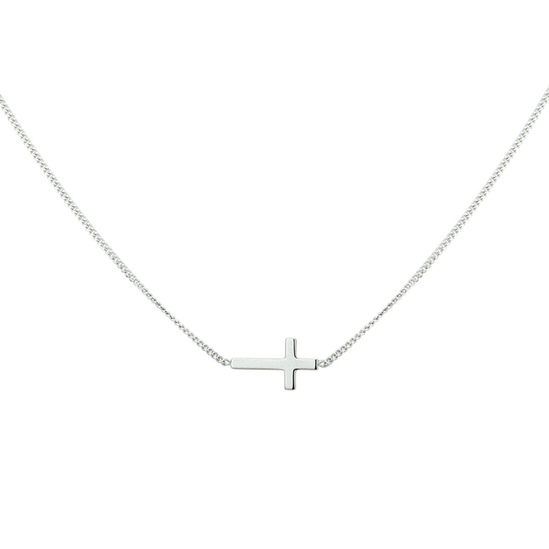 Halskette Kreuz 40 + 5 cm Silber rhodiniert