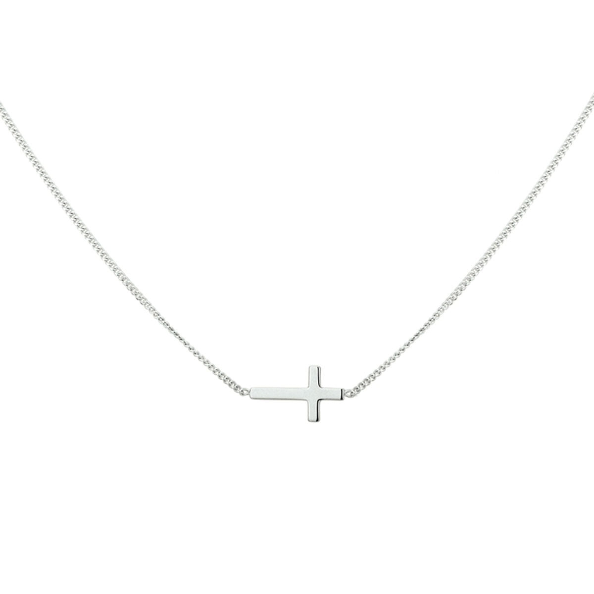Silberne Kette mit rhodiniertem Kreuzanhänger und feiner Ankerkette