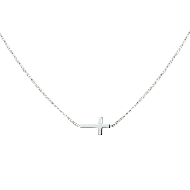 Halskette Kreuz 40 + 5 cm Silber rhodiniert