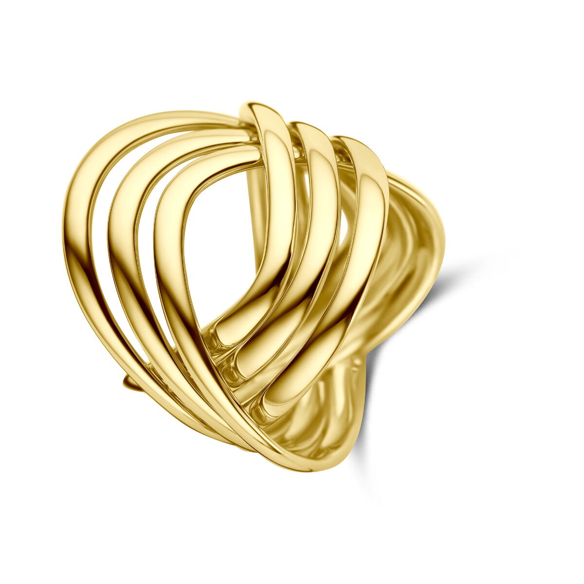 Damenring aus 14k Gelbgold mit geschwungenem, mehrlagigem Design