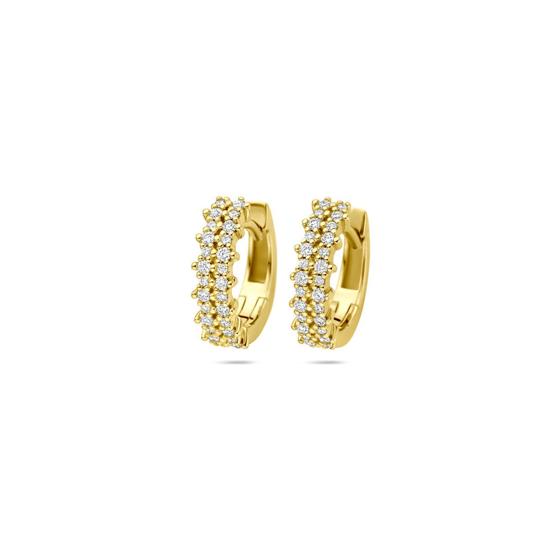 14k Geelgouden klapoorringen met diamant – 0.27 ct, 12.5 x 4 mm