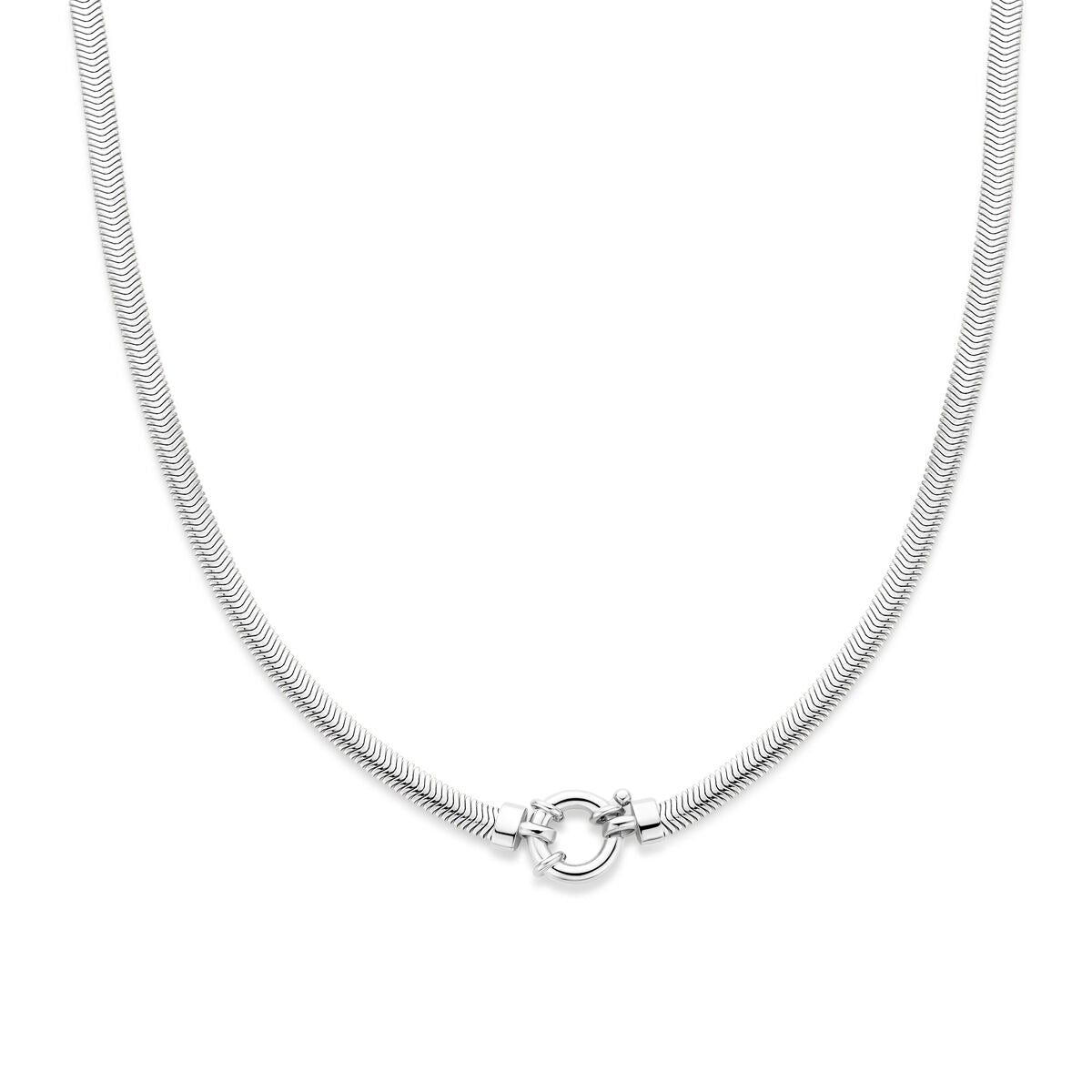 925 Silber Kette in flacher Schlangenform mit rundem Verschluss