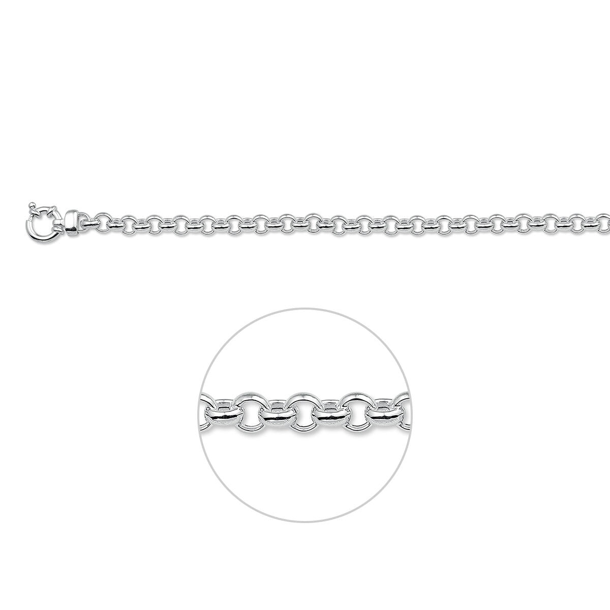 Silberne Jasseron-Armband mit ovalen Gliedern und Karabinerverschluss