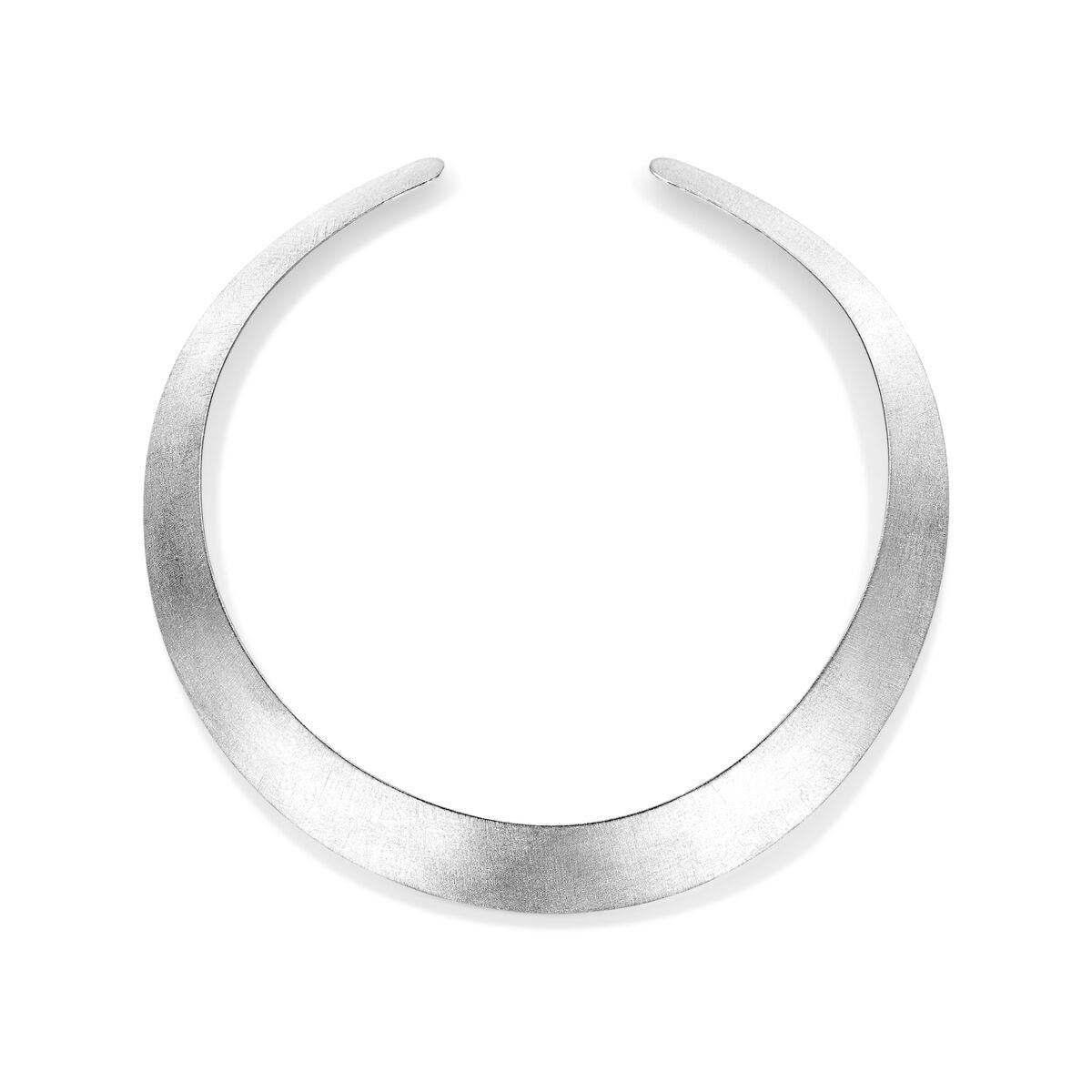 Gerhodiniertes, silbernes Spang-Collier mit mattem Finish und einer Länge von 45 cm