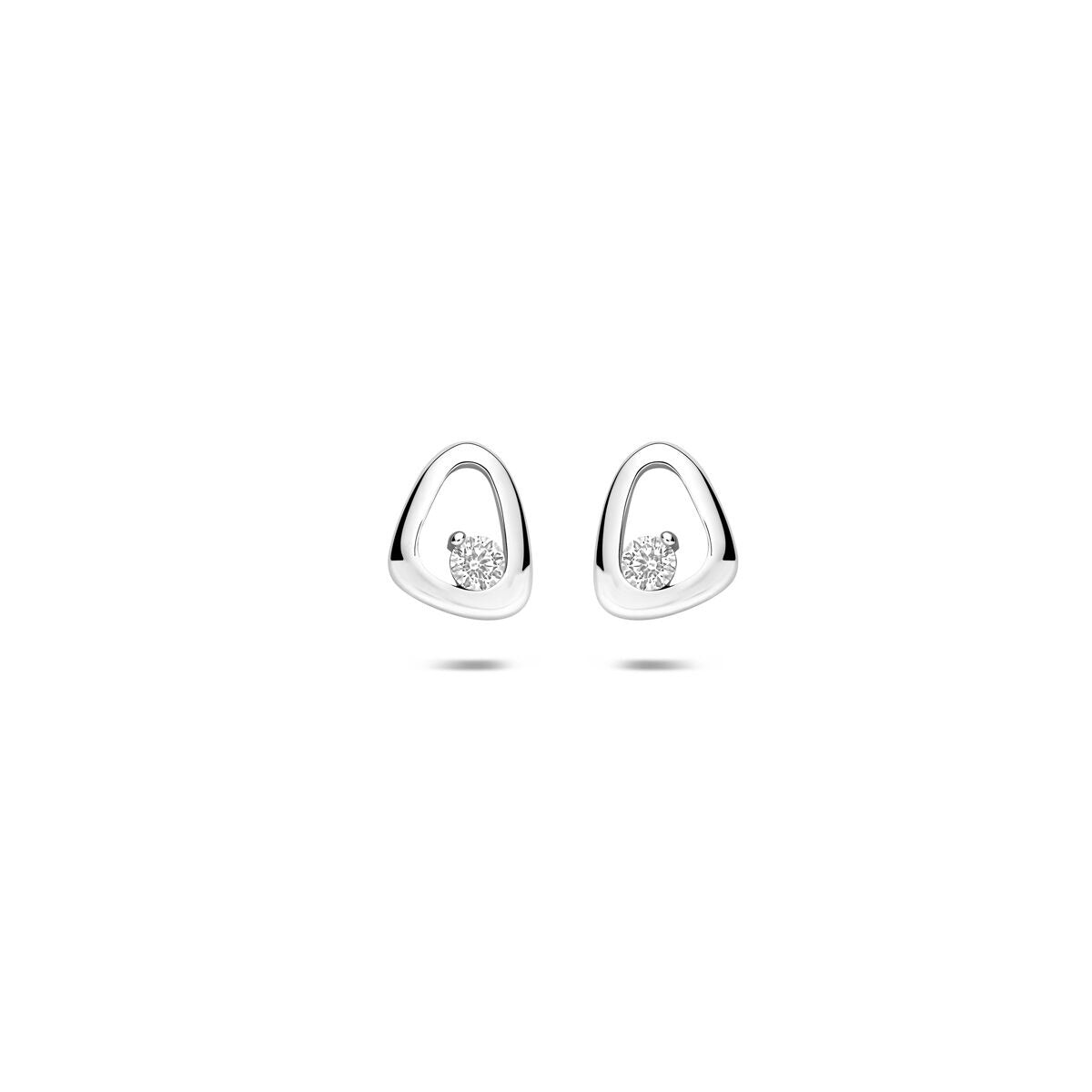 Silberne Ohrstecker mit Zirkonia, 925 rhodiniert, in tropfenförmigem Design, 7,5 mm groß