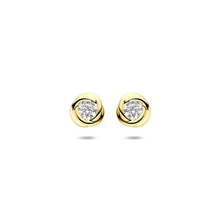 Gouden Oorknopjes 14k met Zirkonia – Solitaire Zetting
