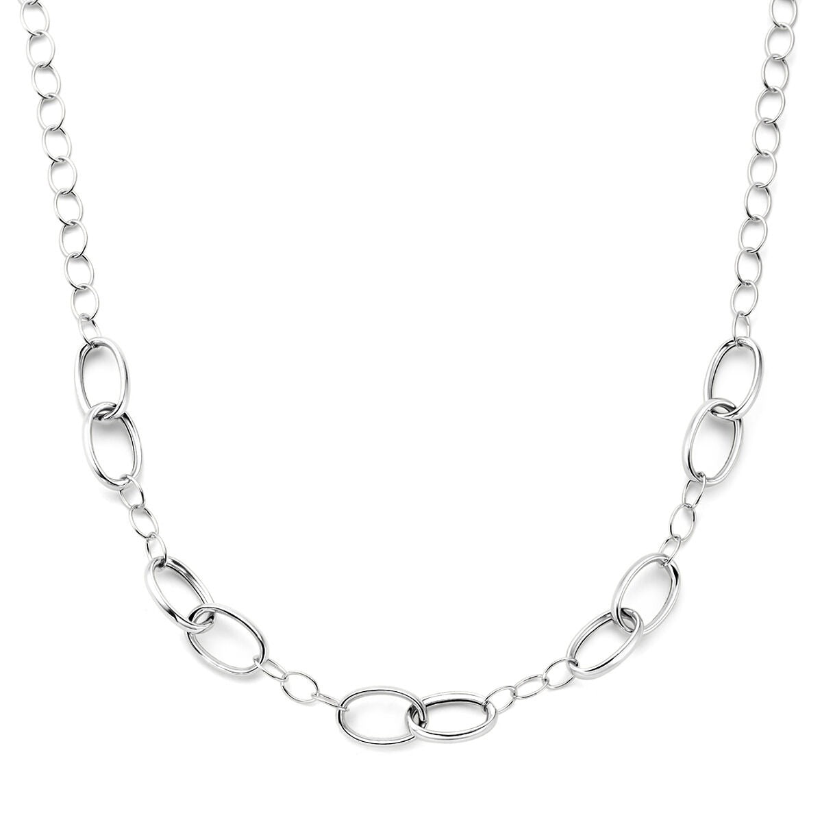 Silbernes rhodiniertes Collier 925 mit breiten Anker-Schalen, 11 mm, 45 cm lang