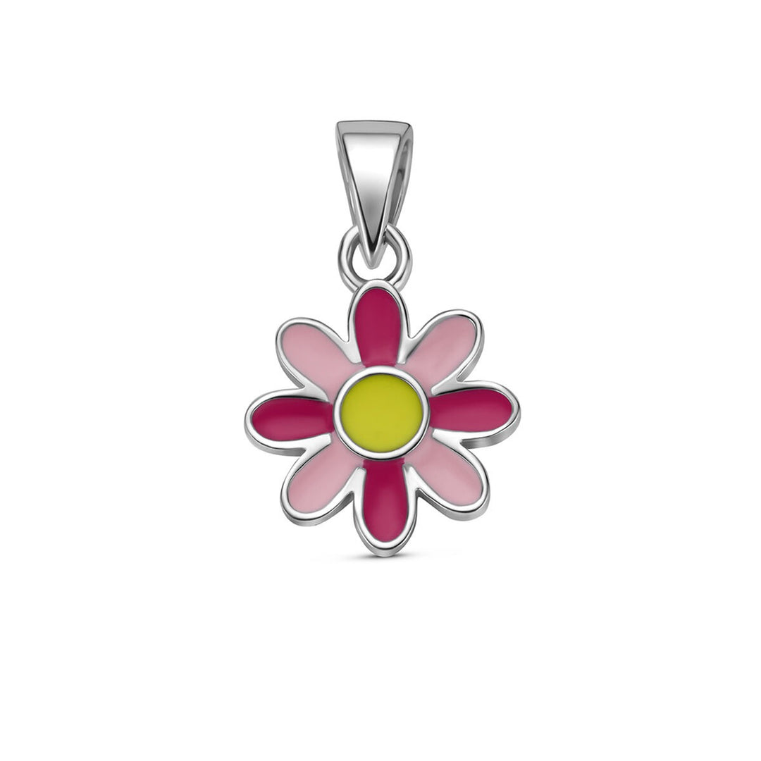 Gerhodineerde 925 zilveren bloemenhanger met emaille