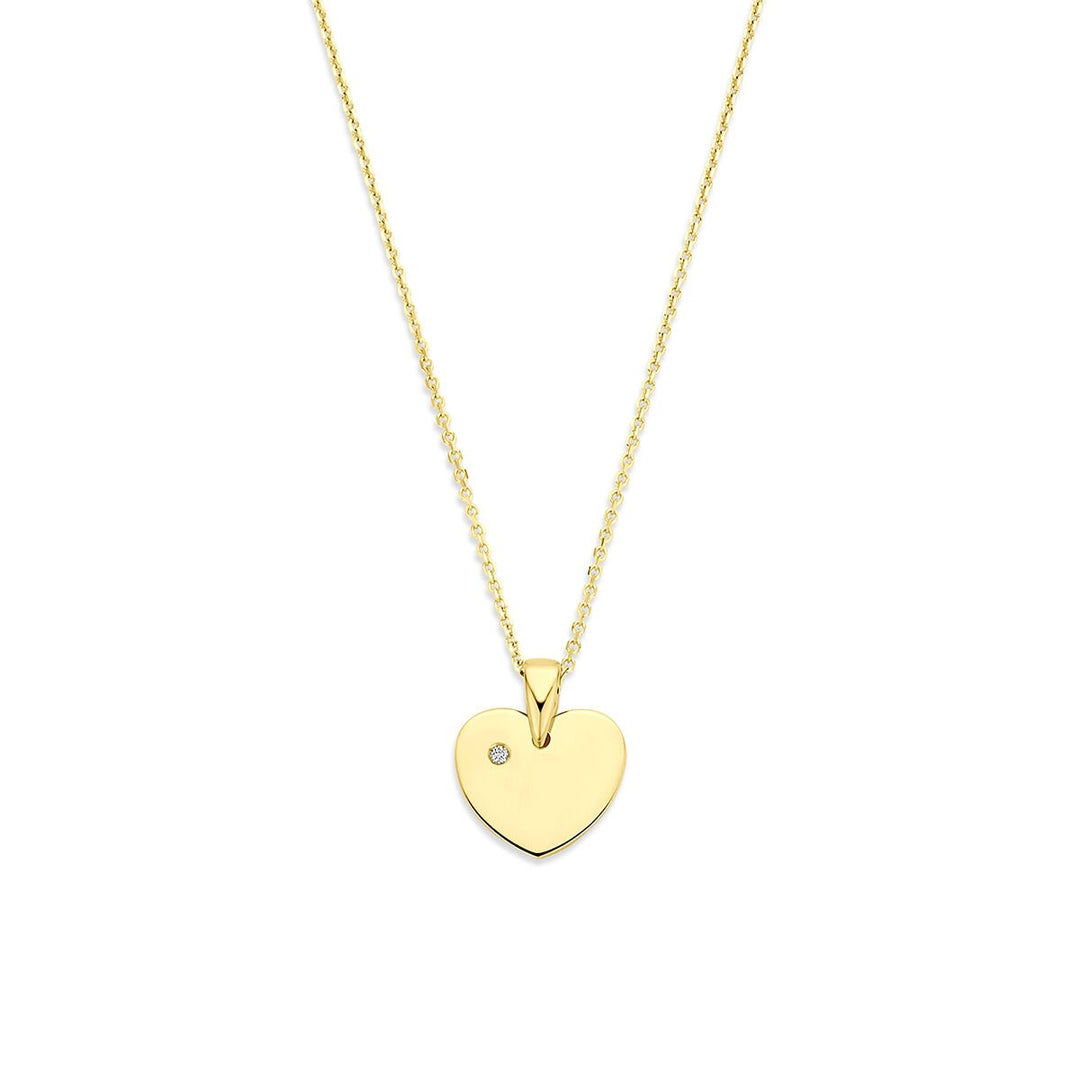 14k Geelgouden ketting met hartje en lab grown diamant