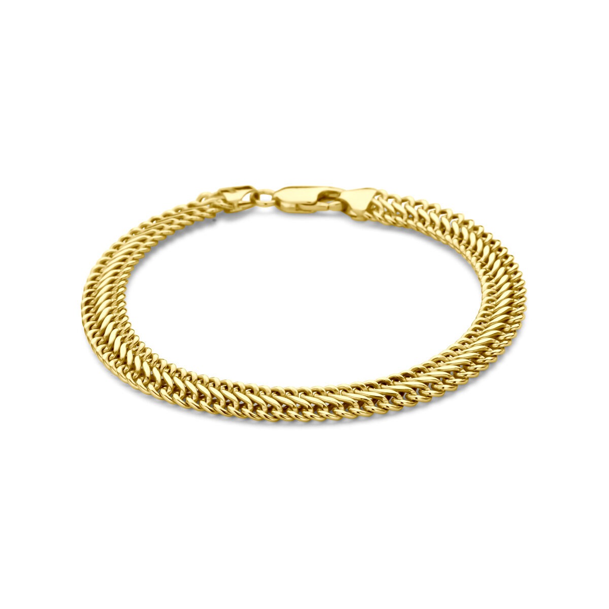 Armband aus 14k Gelbgold mit silberner Kern und doppelter Gourmette-Gliederung