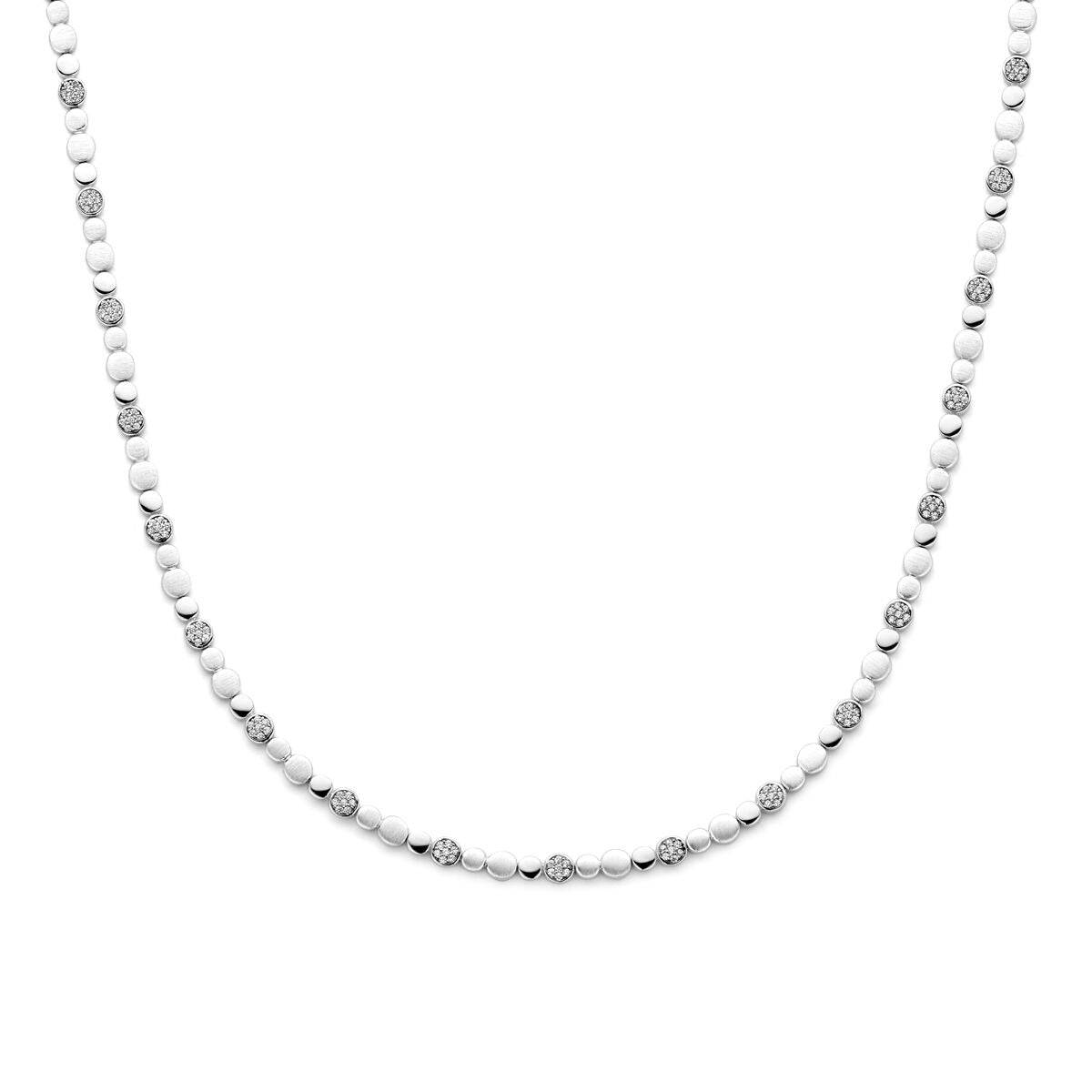 Halskette aus rhodiniertem 925 Silber mit Zirkonia, 5,1 mm breit und 45 cm lang