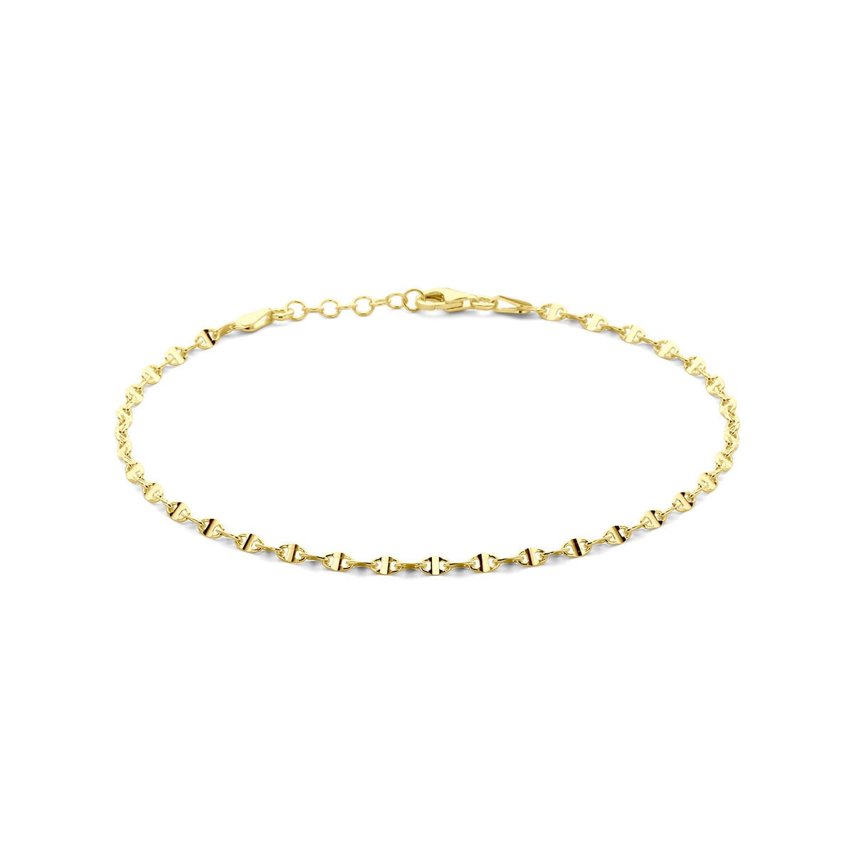 Vergoldetes Silber-Ankelband für Damen – gelbgold auf 925 Silber mit Kaffeebohnenschaltung