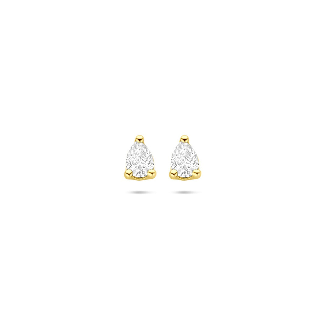 14k gouden oorknoppen met peervormige zirkonia – 5 mm