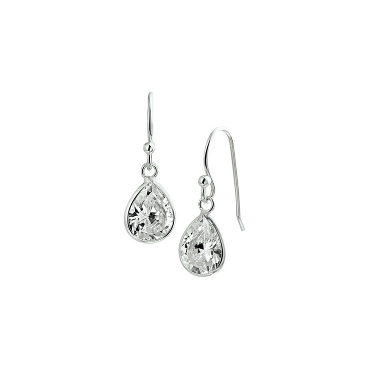 Ohrringe mit Zirkonia, französischer Haken, Silber rhodiniert