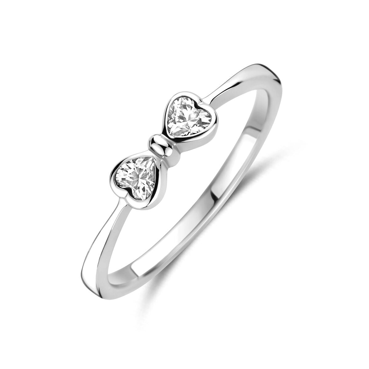 Silberner Ring in Schleifenform mit Zirkonia, rhodiniertes 925 Silber