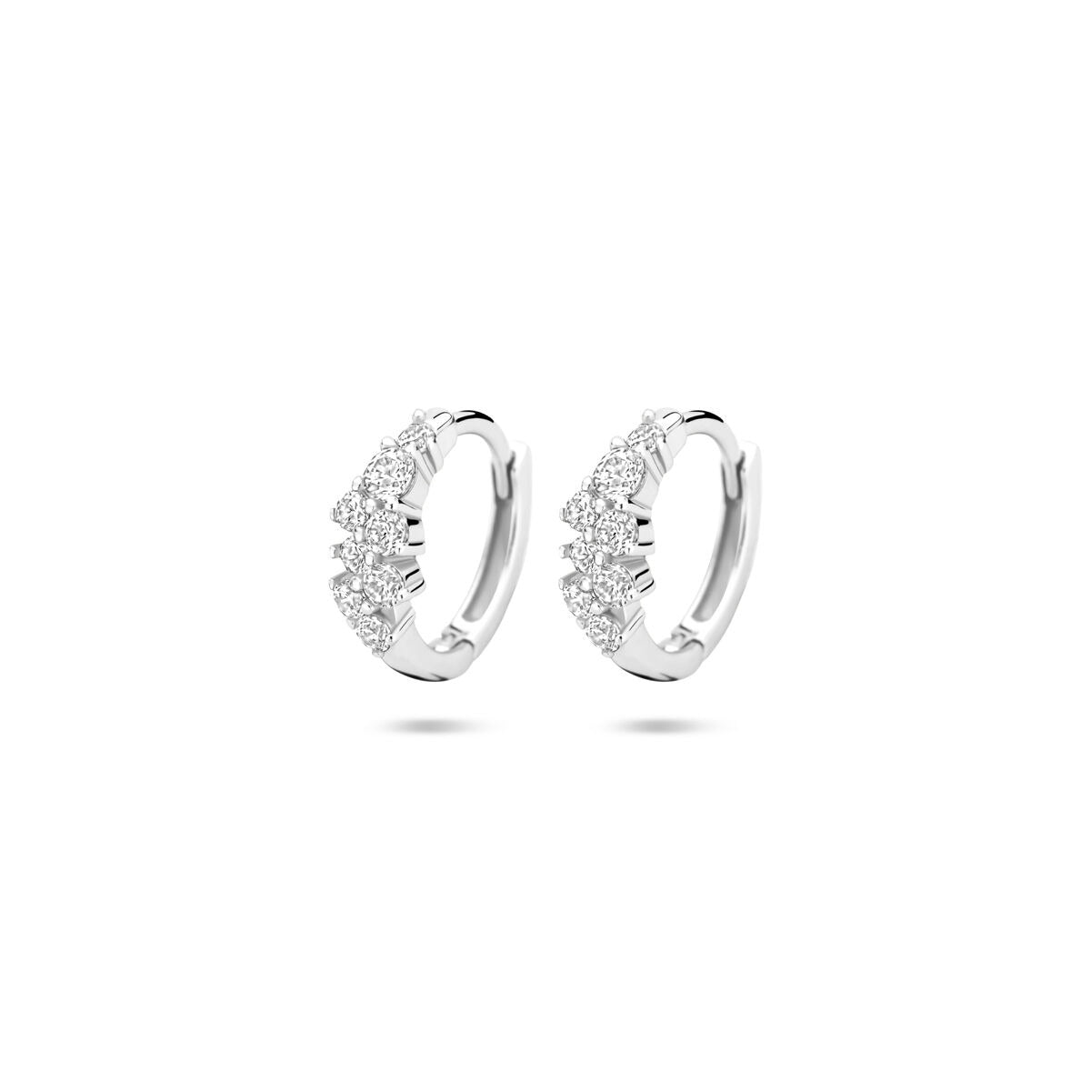 Silberne Klapohringe aus rhodiniertem 925 Silber mit Zirkonia, Ø13 mm