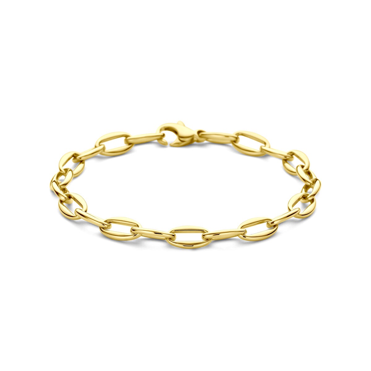 14k gelbgoldene Anker-Schlüsselarmband für Damen mit ovalen Gliedern