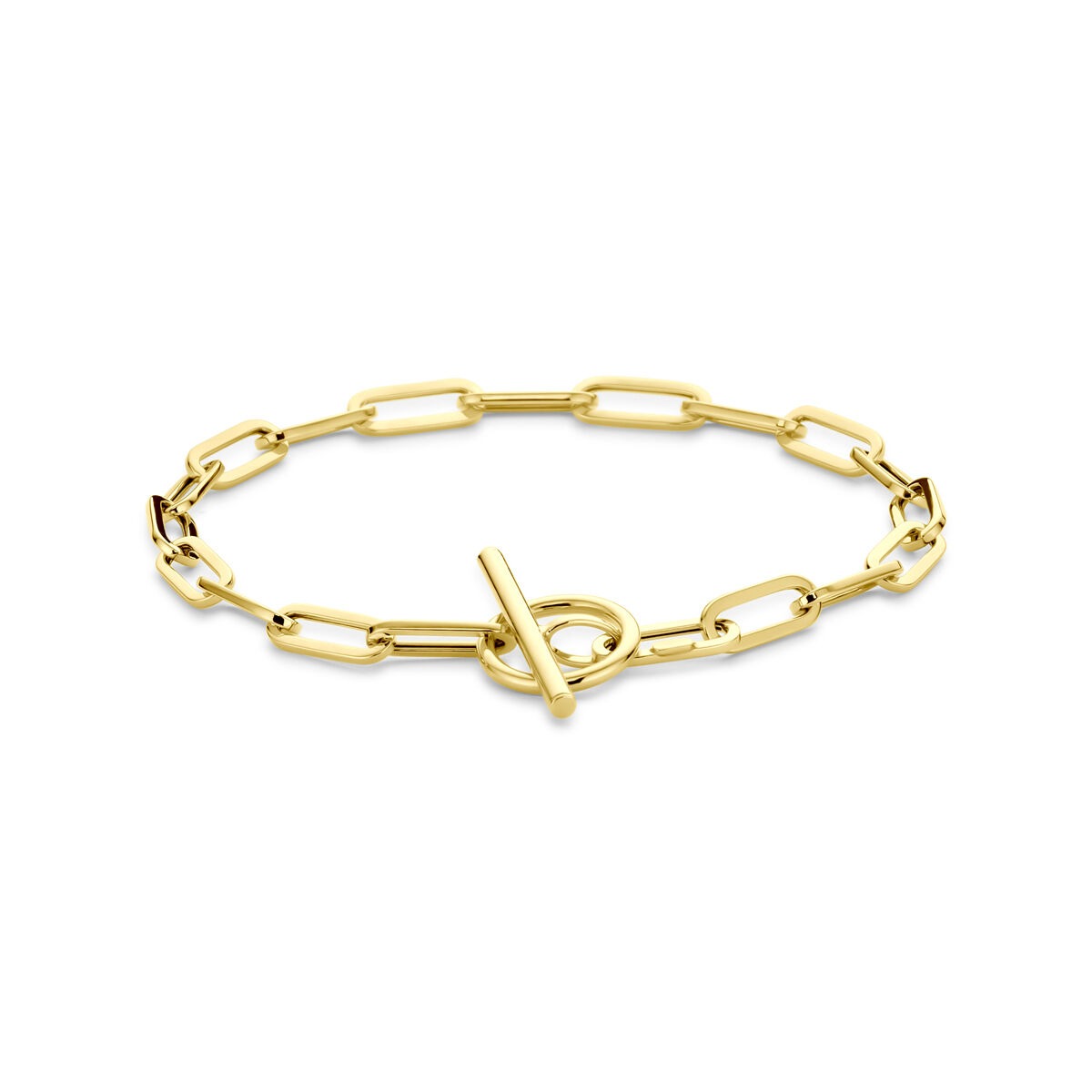 14k gelbgoldene Damenarmband mit Ankerkettengliedern und einem Kapittelslot