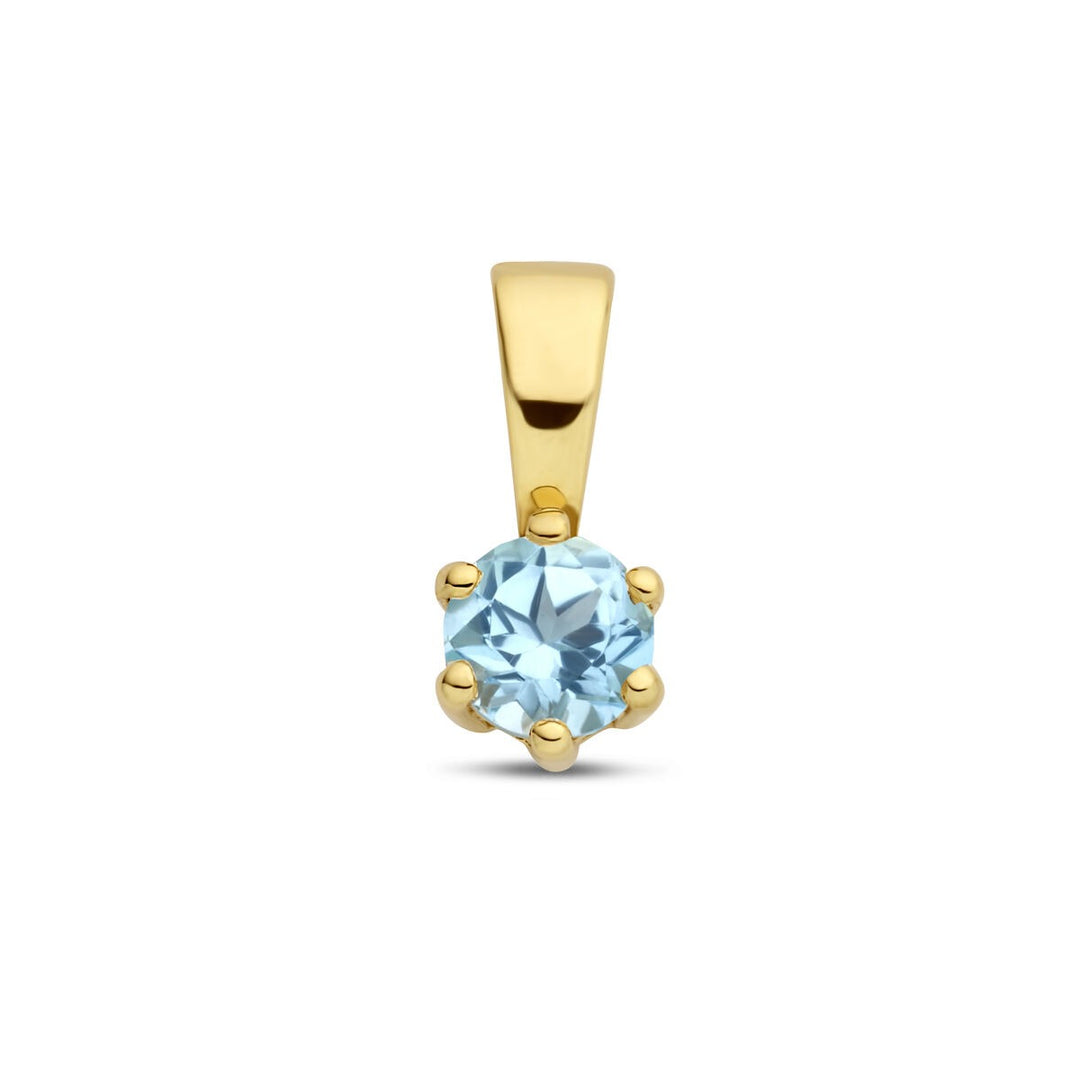 9k geelgouden hanger met blauwe topaas