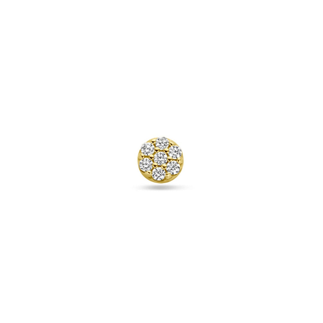 9k Geelgouden flat back piercing met pavé zirkonia 3,5 mm