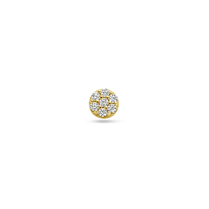 9k Geelgouden flat back piercing met pavé zirkonia 3,5 mm