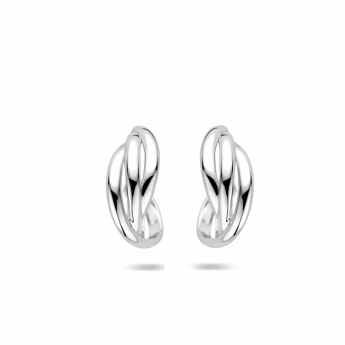Gedrehte Ohrstecker aus rhodiniertem 925 Silber, 16 x 6,5 mm, mit glänzender Oberfläche