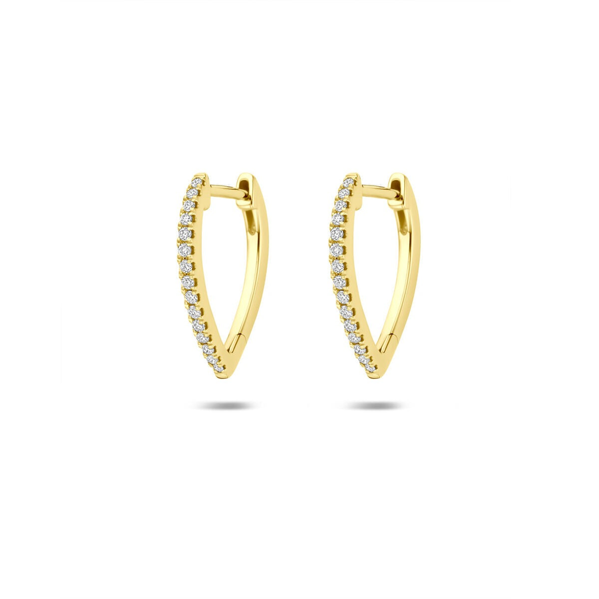 Klapp-Ohrringe aus 14K Gelbgold mit 0,12 ct lab-grown Diamanten und gewölbter Form