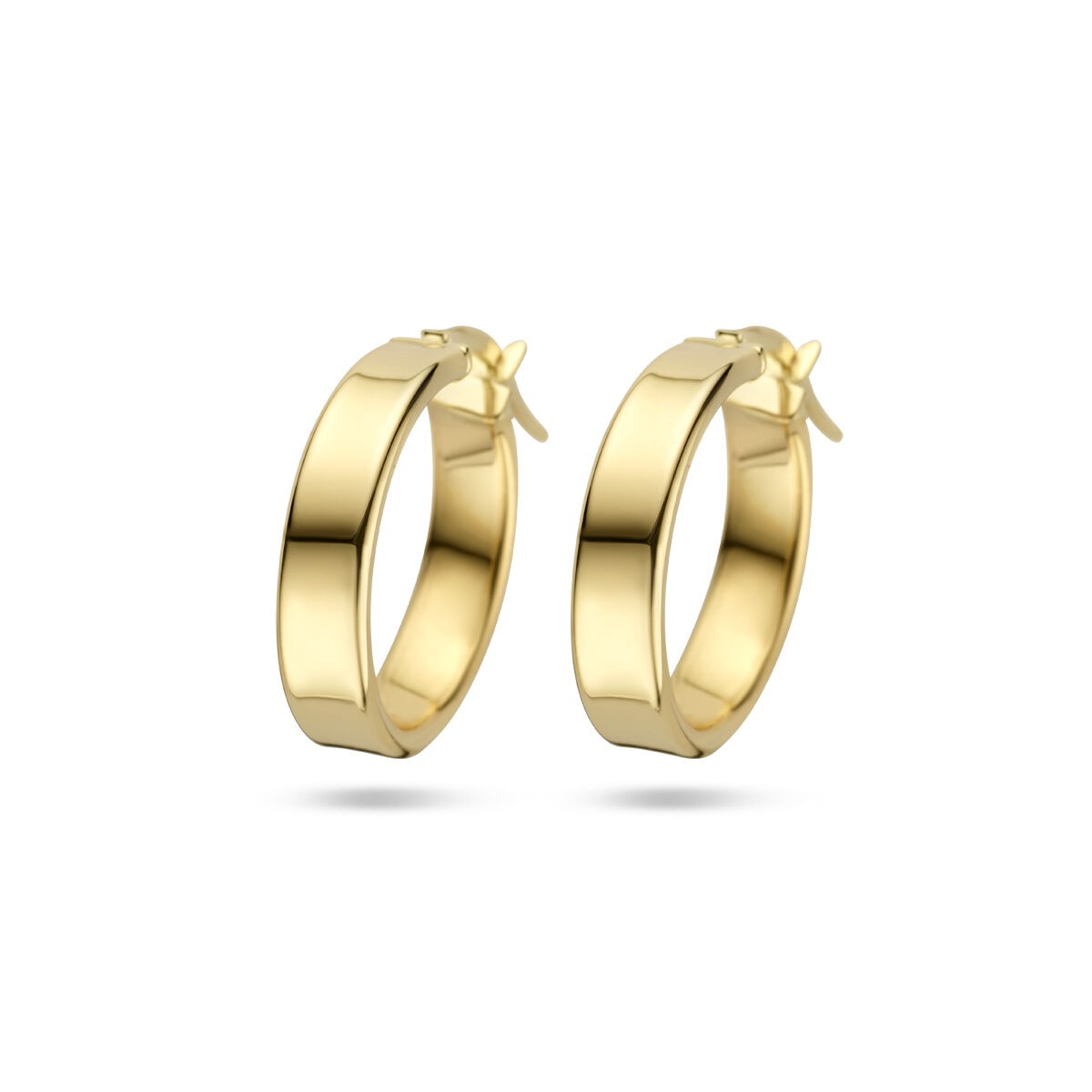 14k gelbgoldene Creolen mit 4 mm Dicke und glatter Oberfläche