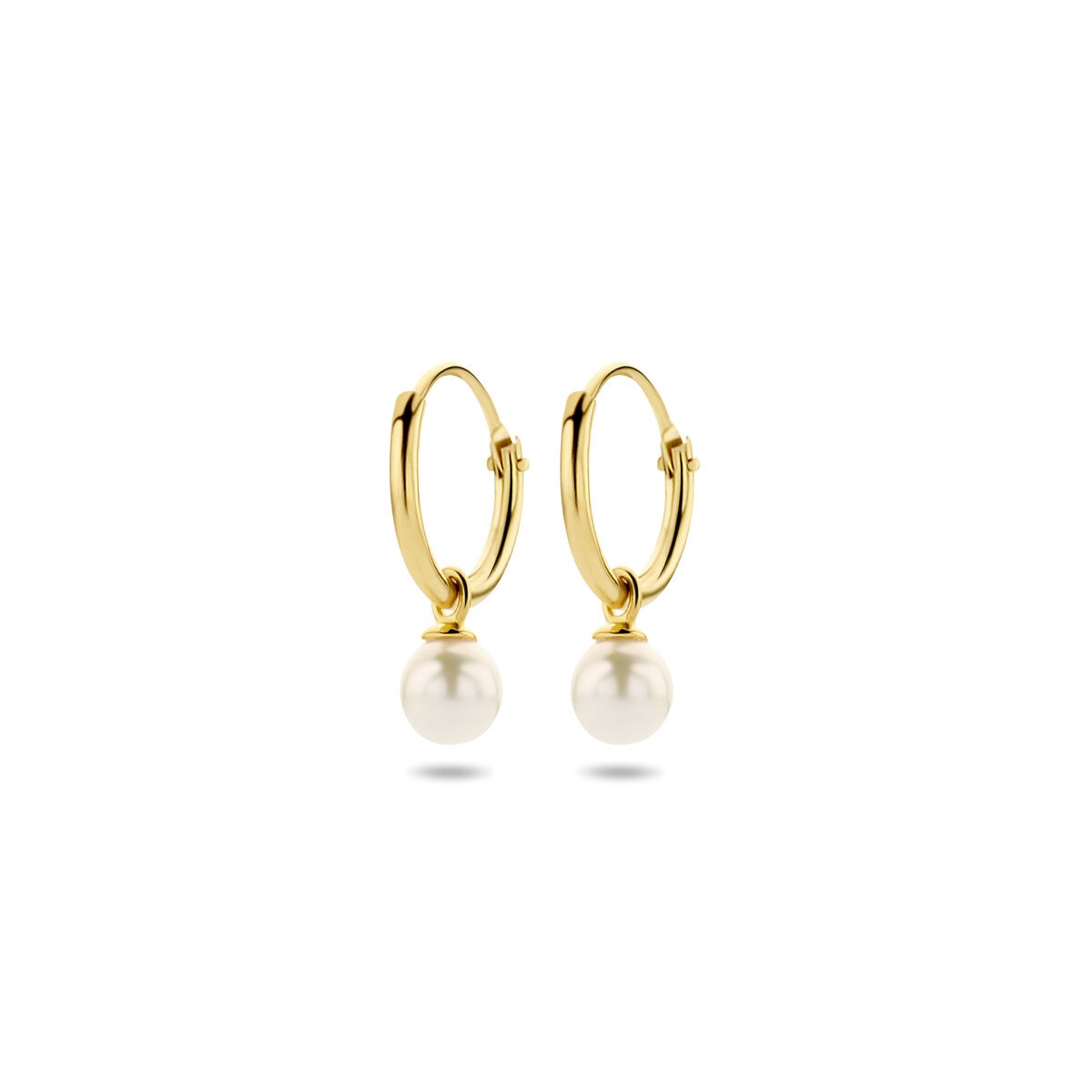 Goldene Creolen mit Süßwasserperle – 14k