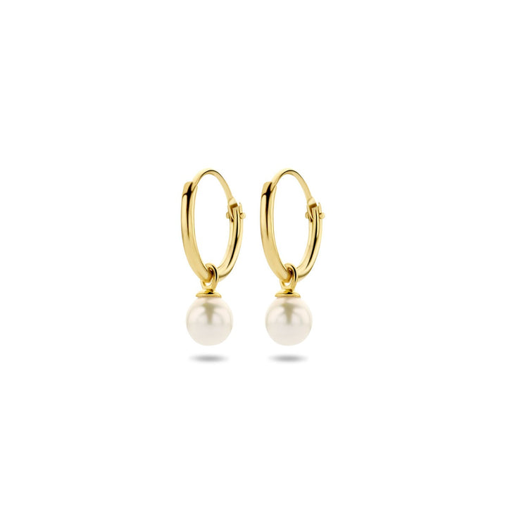 Ohrringe mit Anhänger Süßwasserperle 14K Gelbgold