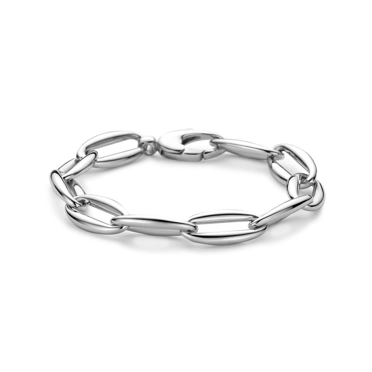 Gerhodinierte Silbernes Gliederarmband mit Ankerdesign und glänzender Oberfläche
