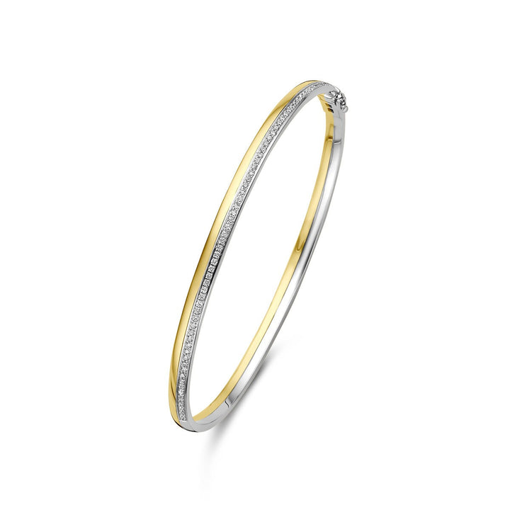 14k Bicolor gouden bangle met diamant