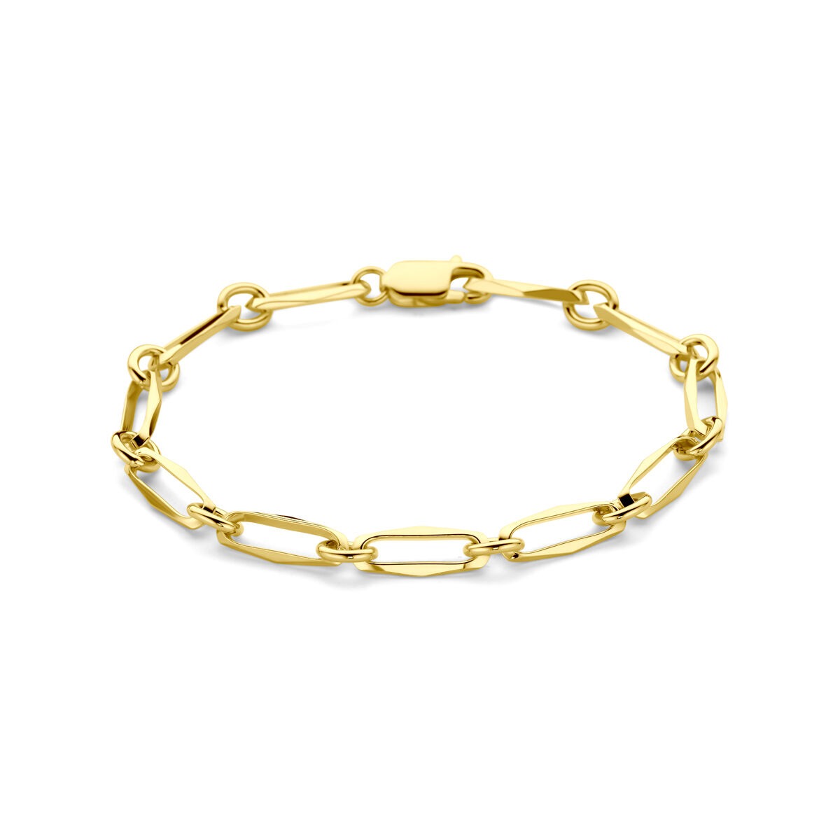 Armband aus 14 Karat Gelbgold mit geschlossenen Gliedern und einer Breite von 5,5 mm